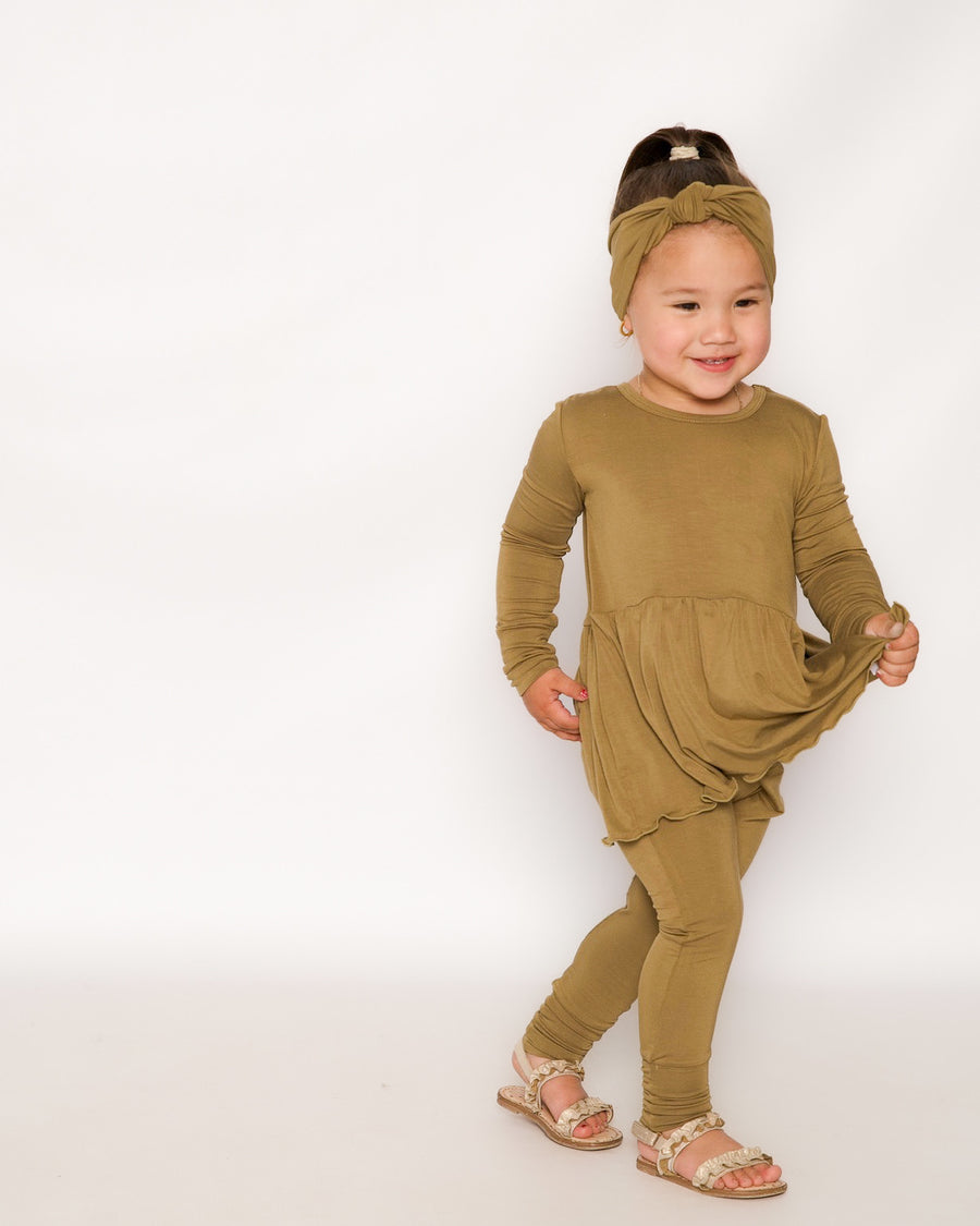 Front Opening Twirl Romper in Khaki | Bamboo Viscose