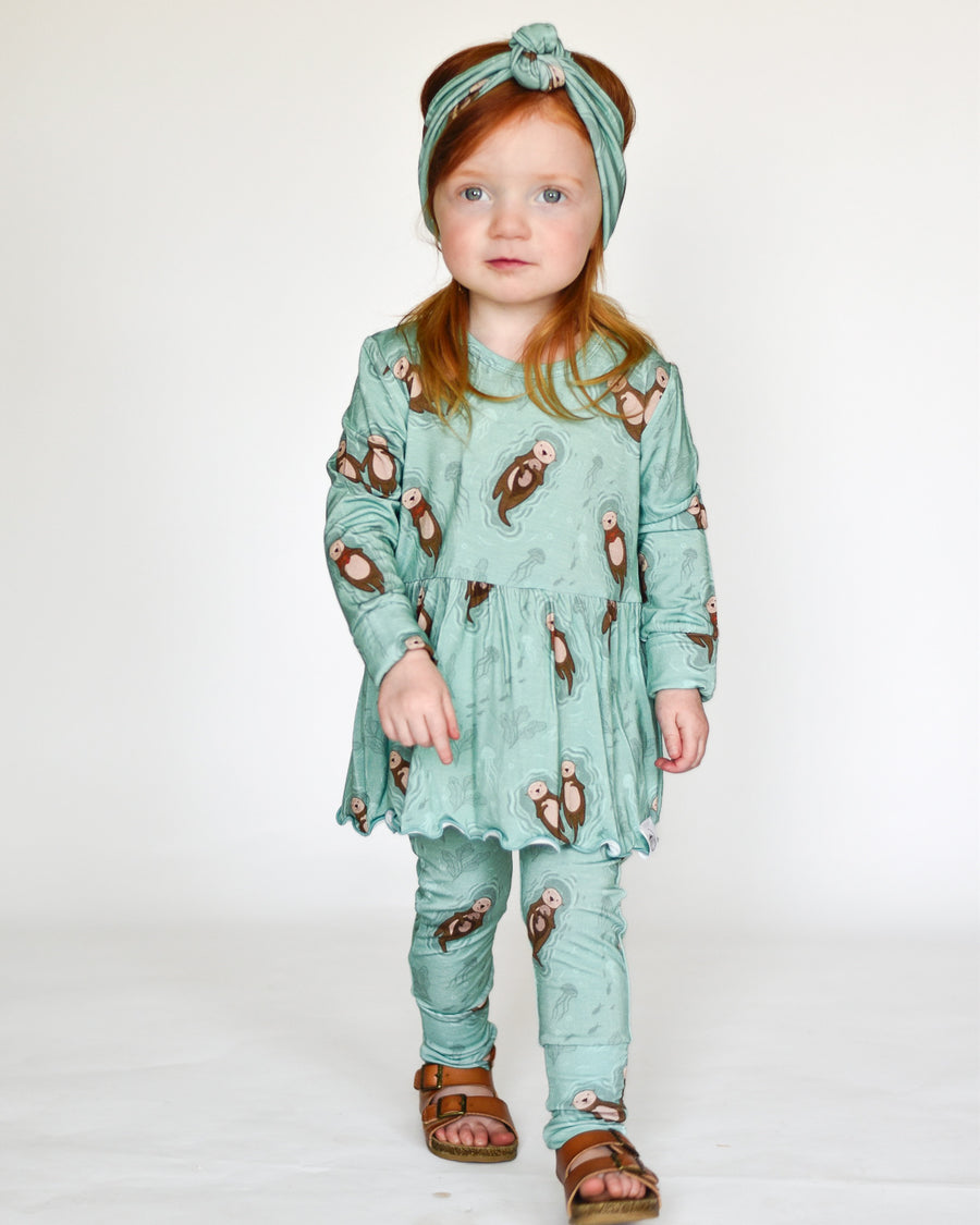 Front Opening Twirl Romper in Otters | Bamboo Viscose