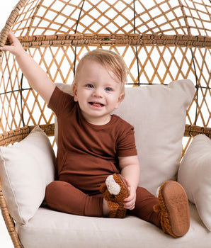 Front Opening Ready Set Romper® in Ribbed Milk Chocolate