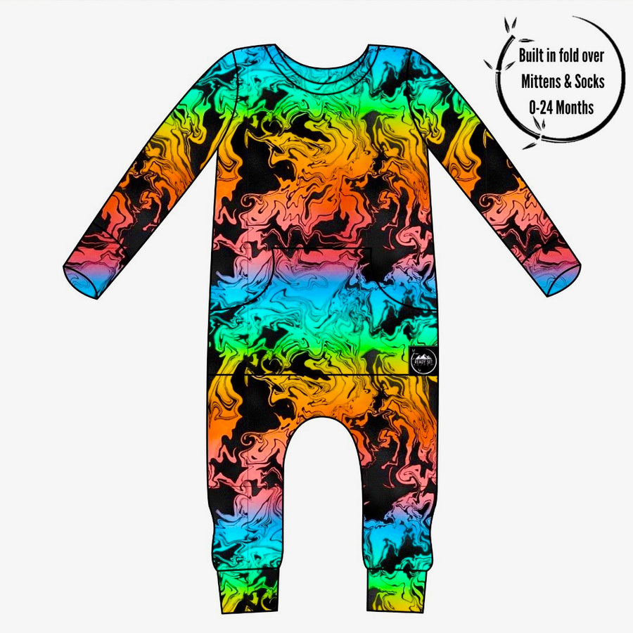 Front Opening Romper in Prism | Bamboo Viscose