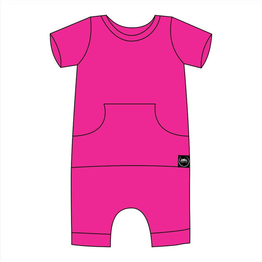 Front Opening Shortie Romper in Fuchsia | Bamboo Viscose