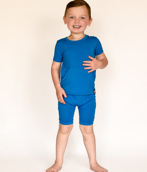 Front Opening Shortie Romper in Azure
