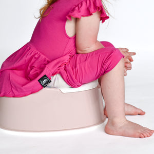 Switch-A-Roo ™ Reversible Opening Twirl Shortie Romper in Fuchsia | Bamboo Viscose