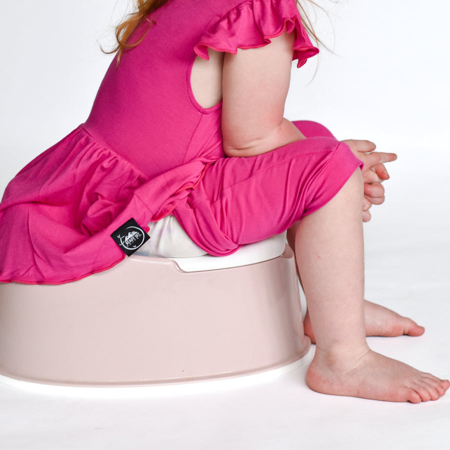 Switch-A-Roo ™ Reversible Opening Twirl Shortie Romper in Fuchsia | Bamboo Viscose
