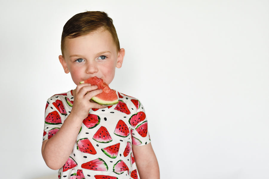 Front Opening Shortie Romper in OG Watermelons 2.0 | Bamboo Viscose
