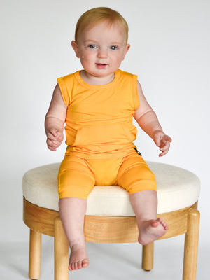 Front Opening Tank Shortie Romper in Mango | Bamboo Viscose
