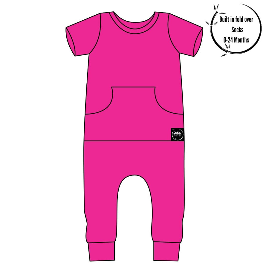 Front Opening Romper in Fuchsia | Bamboo Viscose