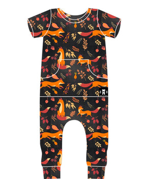Front Opening Romper in Foxes | Bamboo Viscose