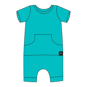 Front Opening Shortie Romper in Jade | Bamboo Viscose