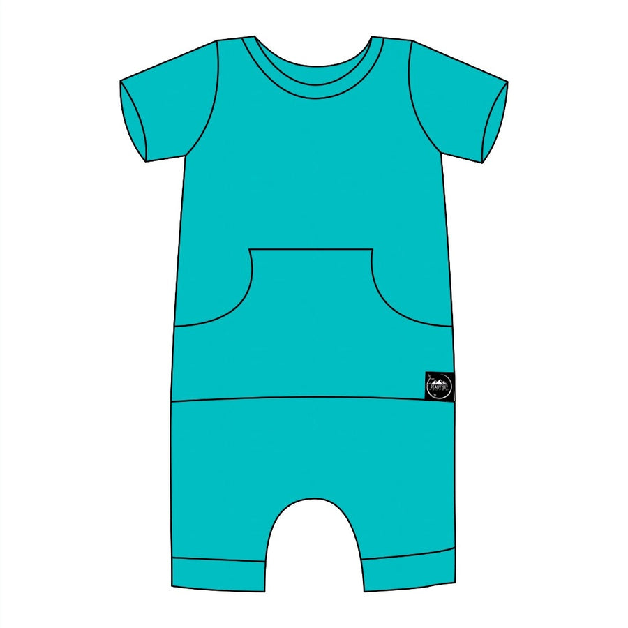 Front Opening Shortie Romper in Jade | Bamboo Viscose