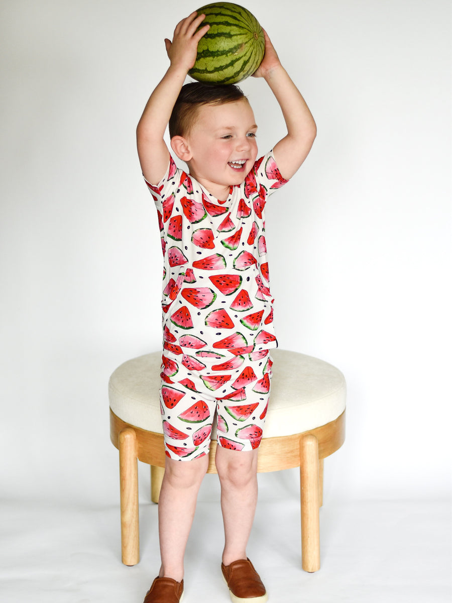 Front Opening Shortie Romper in OG Watermelons 2.0 | Bamboo Viscose