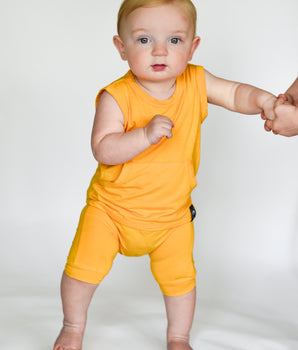 Front Opening Tank Shortie Romper in Mango