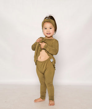 Front Opening Twirl Romper in Khaki | Bamboo Viscose