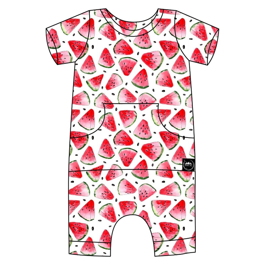 Front Opening Shortie Romper in OG Watermelons 2.0 | Bamboo Viscose