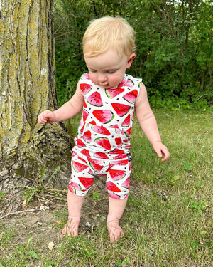 Front Opening Tank Shortie Romper in OG Watermelons 2.0 | Bamboo Viscose