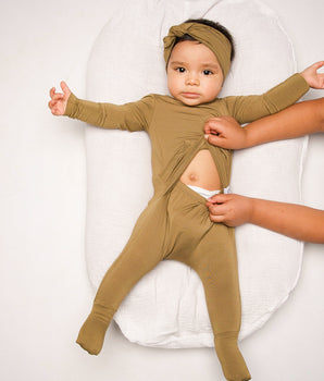 Front Opening Romper in Khaki