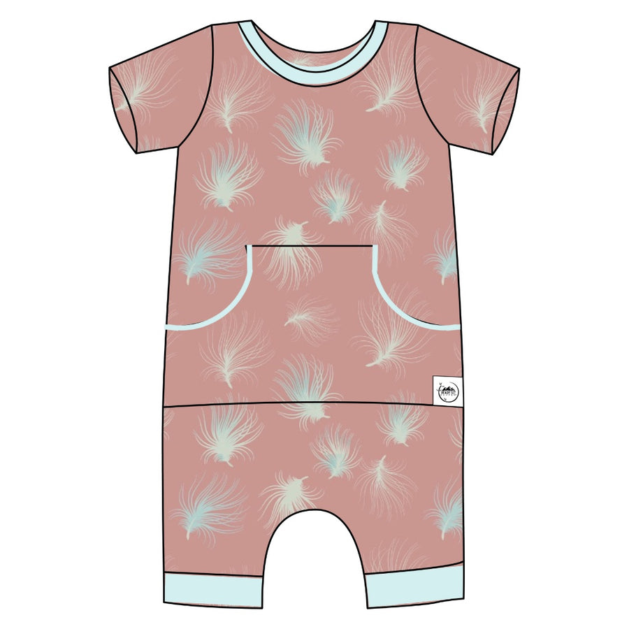 Front Opening Shortie Romper in Dandelions | Bamboo Viscose