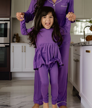Switch-A-Roo™ Reversible Opening Twirl Romper in Violet