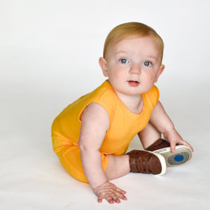 Front Opening Tank Shortie Romper in Mango | Bamboo Viscose
