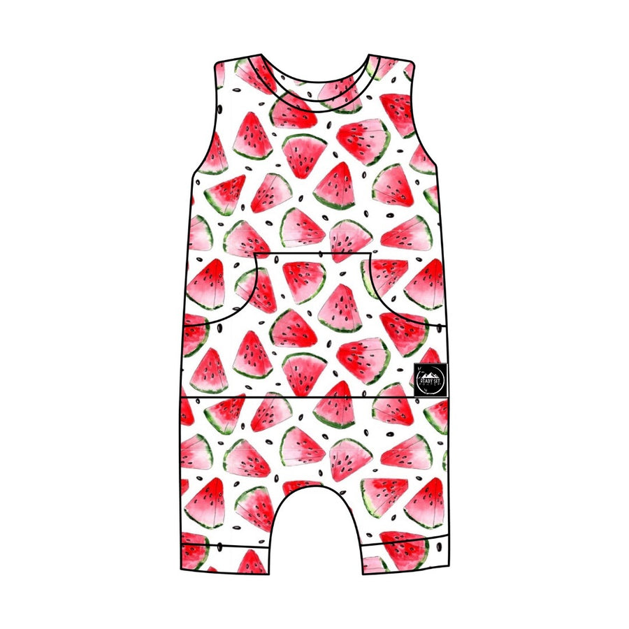 Front Opening Tank Shortie Romper in OG Watermelons 2.0 | Bamboo Viscose