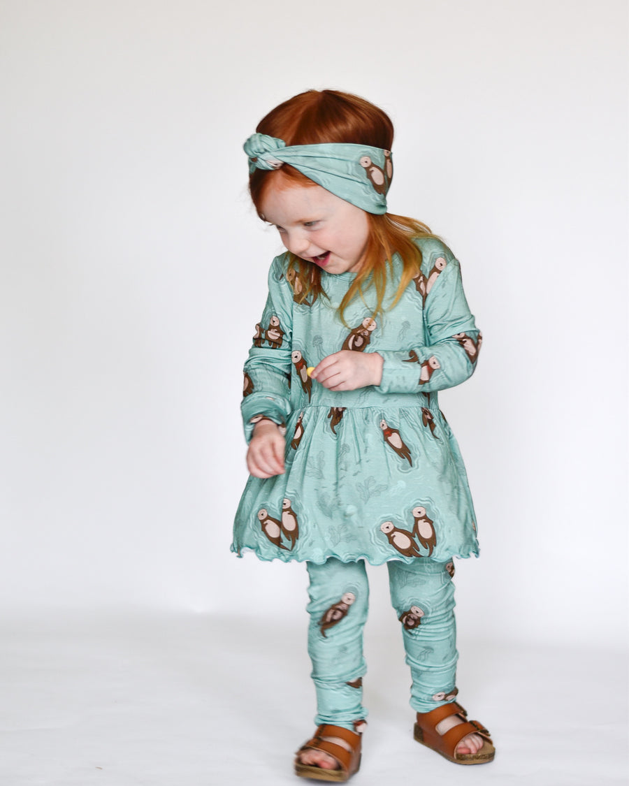 Front Opening Twirl Romper in Otters | Bamboo Viscose