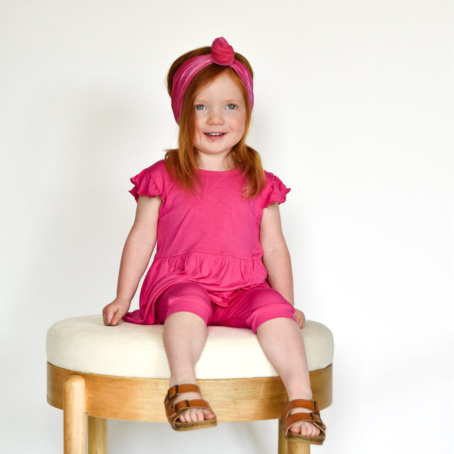 Switch-A-Roo ™ Reversible Opening Twirl Shortie Romper in Fuchsia | Bamboo Viscose