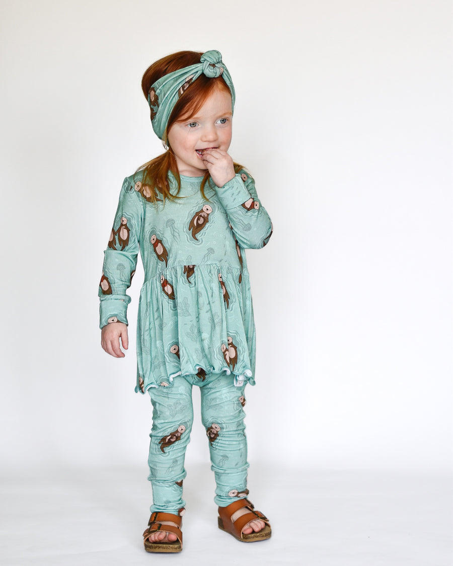 Front Opening Twirl Romper in Otters | Bamboo Viscose