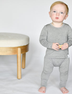 Front Opening Romper in Heathered Grey | Bamboo Viscose