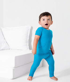 Front Opening Ready Set Romper® in Ribbed Blue-tiful