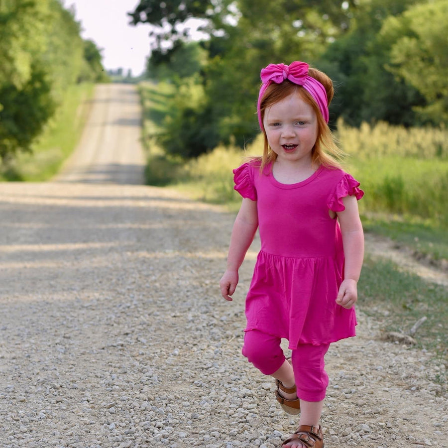 Switch-A-Roo ™ Reversible Opening Twirl Shortie Romper in Fuchsia | Bamboo Viscose