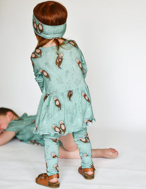 Front Opening Twirl Romper in Otters | Bamboo Viscose