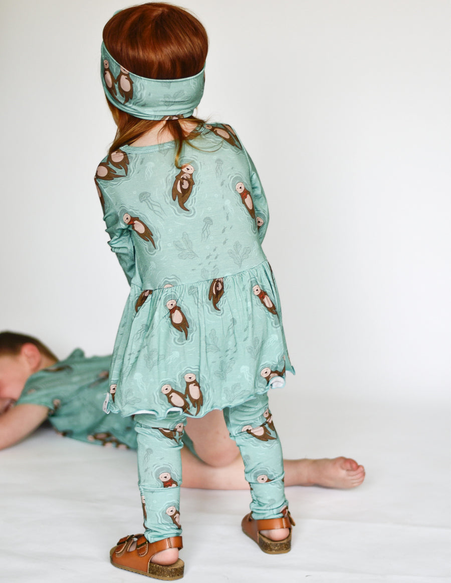 Front Opening Twirl Romper in Otters | Bamboo Viscose