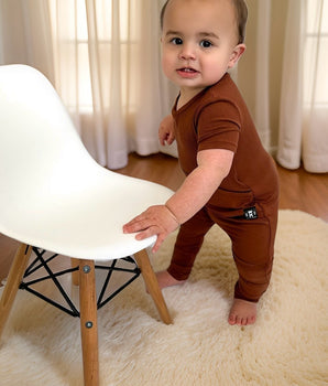 Change-A-Roo™ Front Opening Romper in Milk Chocolate