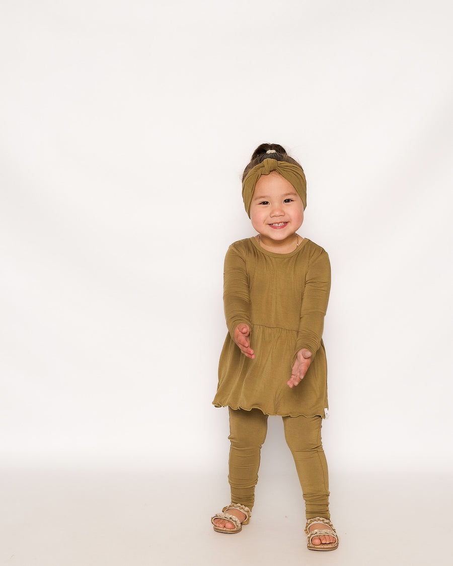 Front Opening Twirl Romper in Khaki | Bamboo Viscose