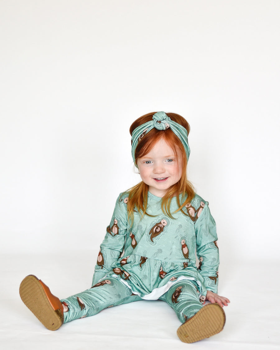 Front Opening Twirl Romper in Otters | Bamboo Viscose