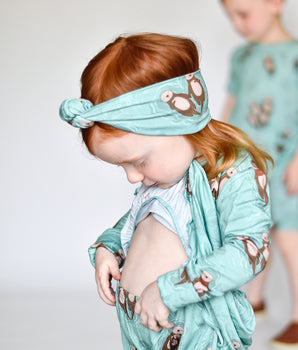 Front Opening Twirl Romper in Otters