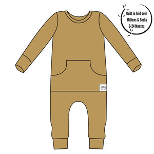 Front Opening Romper in Khaki | Bamboo Viscose