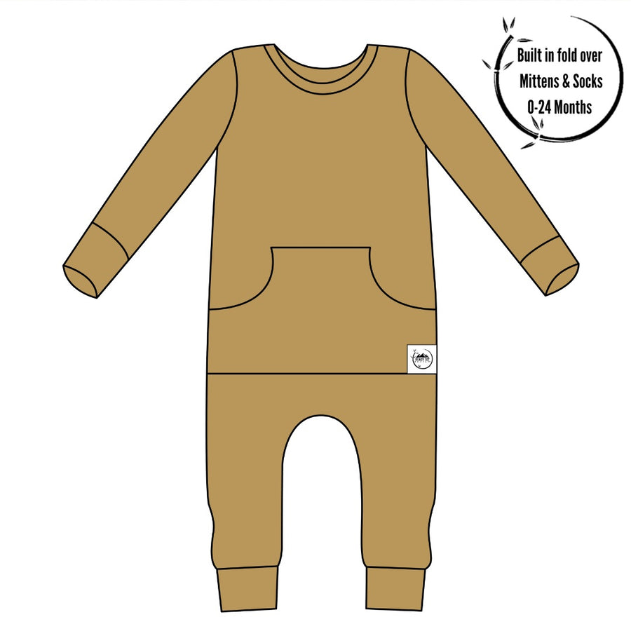 Front Opening Romper in Khaki | Bamboo Viscose