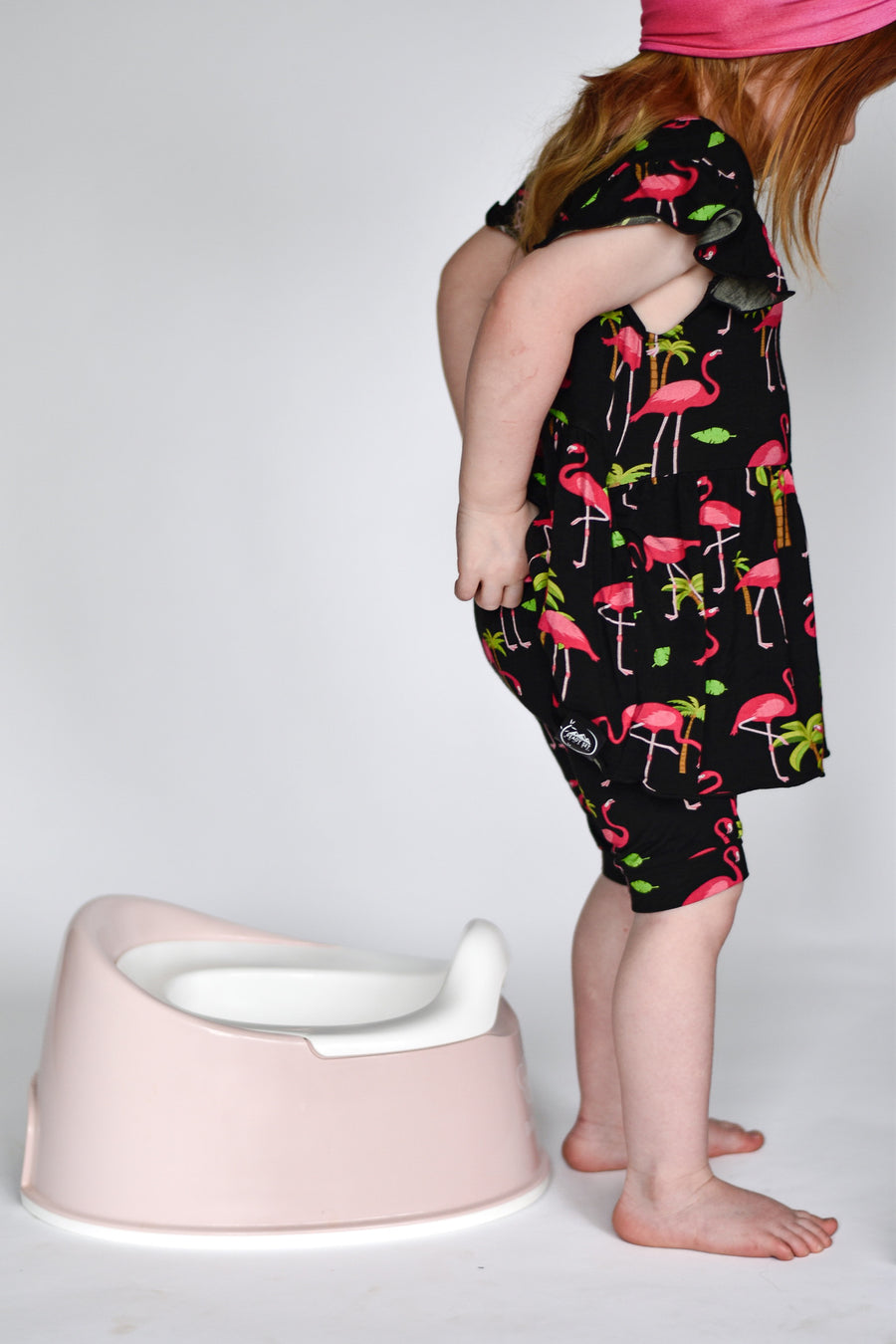 Switch-A-Roo™ Reversible Opening Twirl Shortie Romper in Flamingos | Bamboo Viscose