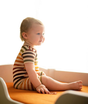 Front Opening Ready Set Romper® Shortie in Harvest Stripes