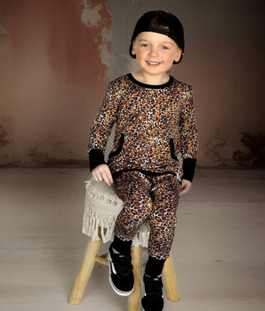 Front Opening Romper in Leopard King