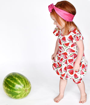 Switch-A-Roo™ Reversible Opening OG Twirl Shortie Romper in Watermelons 2.0