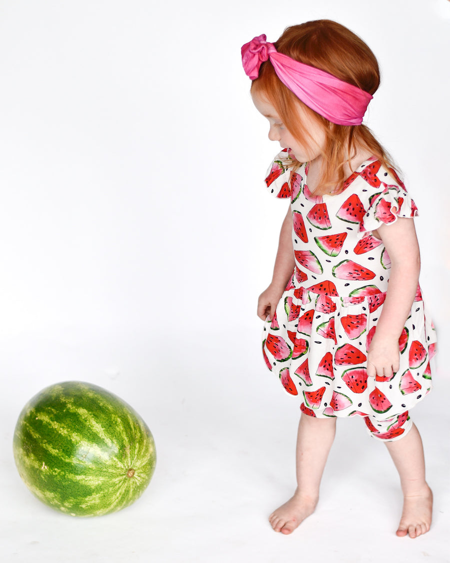 Switch-A-Roo™ Reversible Opening OG Twirl Shortie Romper in Watermelons 2.0| Bamboo Viscose
