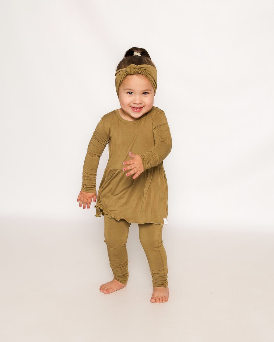 Front Opening Twirl Romper in Khaki | Bamboo Viscose