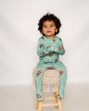Front Opening Romper in Otters | Bamboo Viscose
