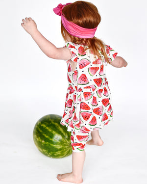Switch-A-Roo™ Reversible Opening OG Twirl Shortie Romper in Watermelons 2.0| Bamboo Viscose