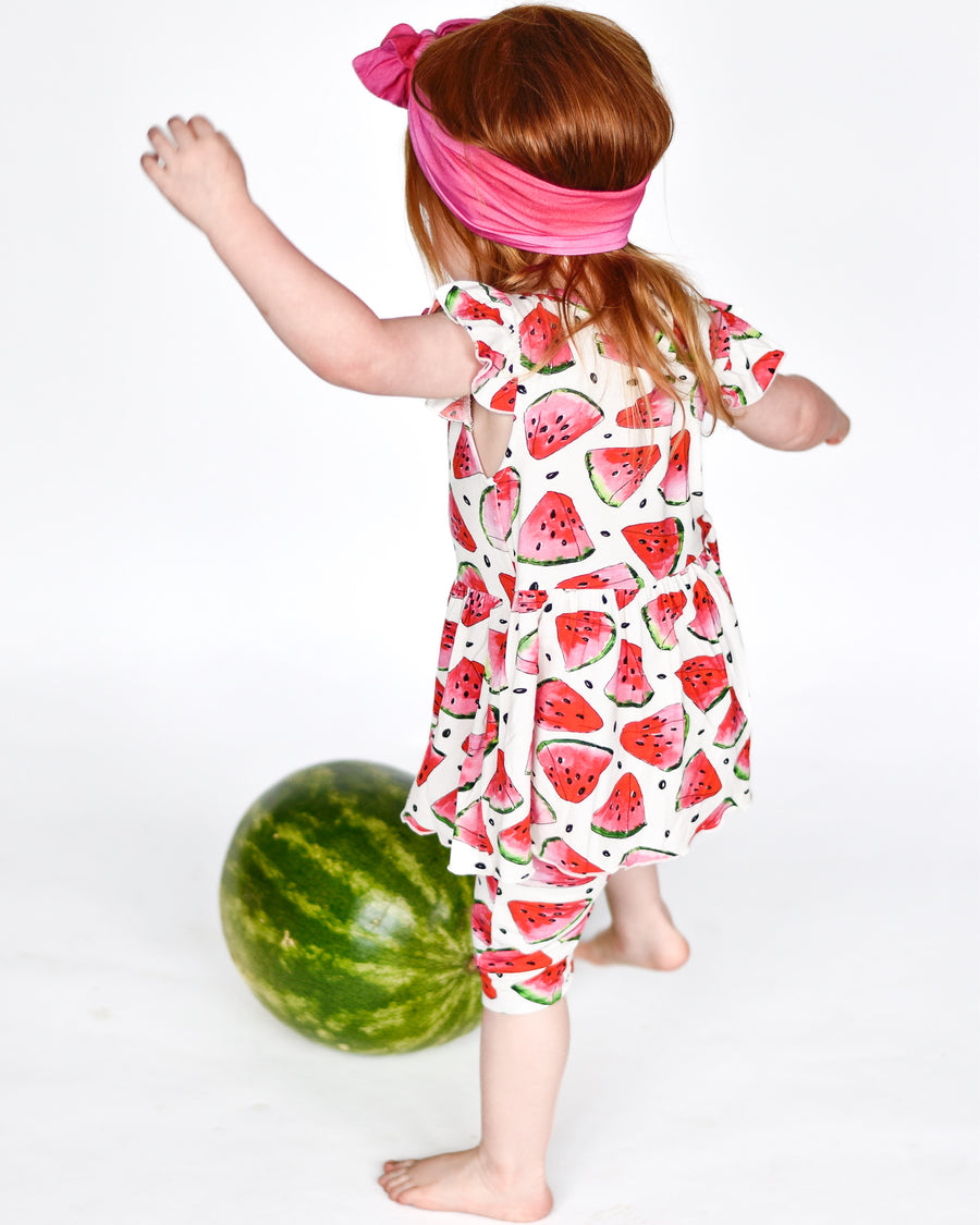 Switch-A-Roo™ Reversible Opening OG Twirl Shortie Romper in Watermelons 2.0| Bamboo Viscose