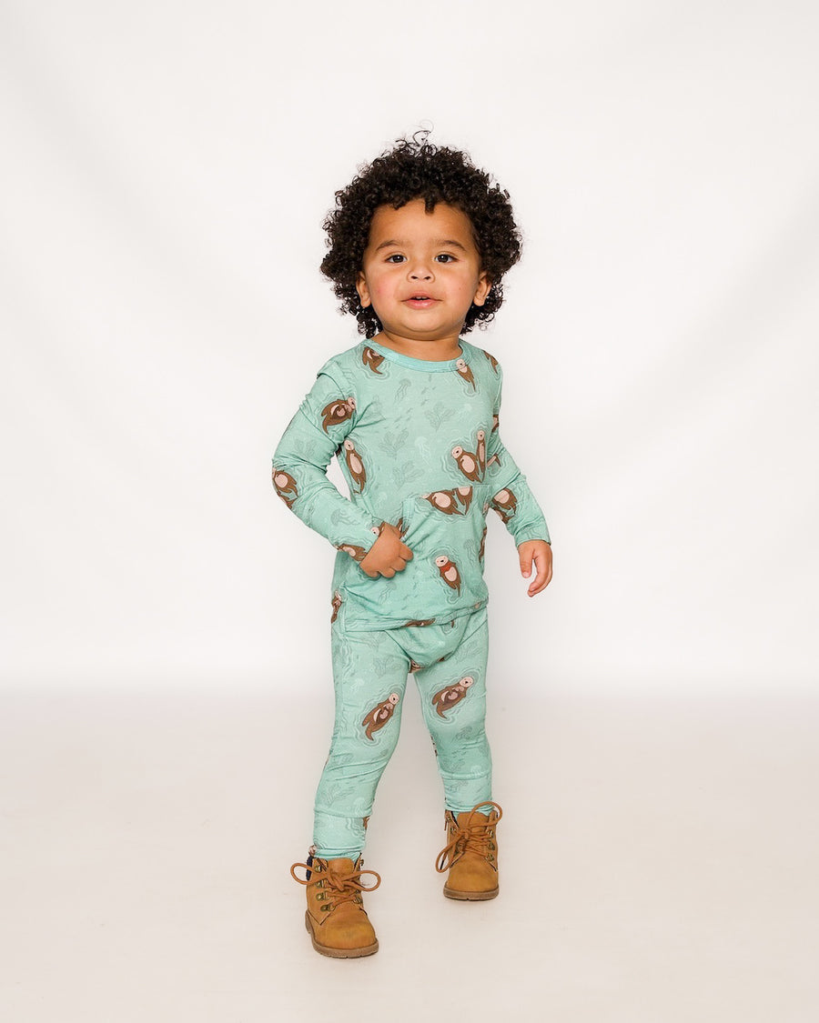 Front Opening Romper in Otters | Bamboo Viscose