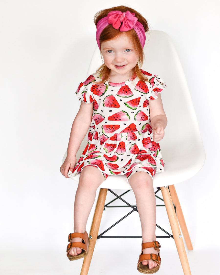 Switch-A-Roo™ Reversible Opening OG Twirl Shortie Romper in Watermelons 2.0| Bamboo Viscose