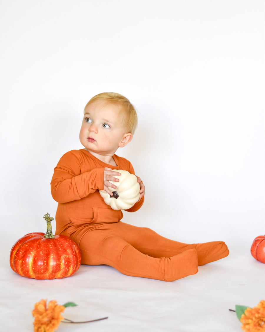 Front Opening Romper in Yams | Bamboo Viscose